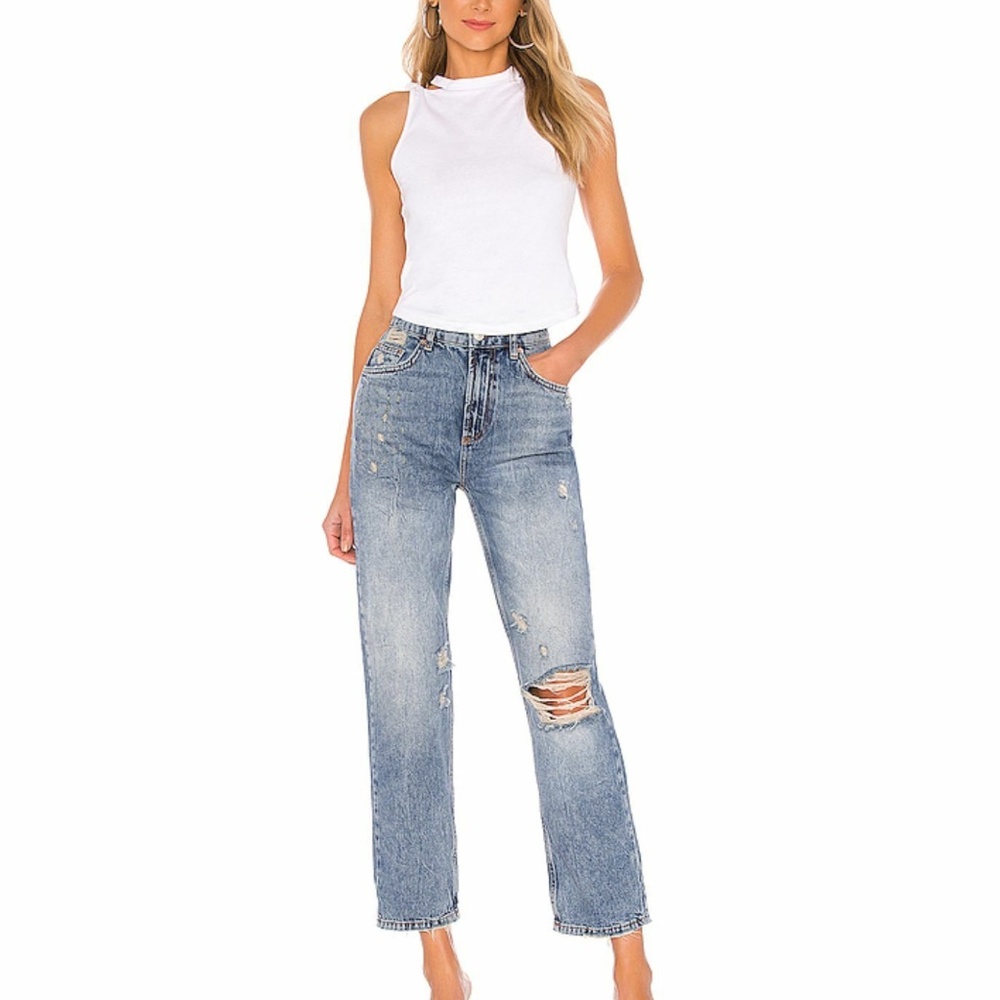 Free People Dakota Straight Leg Hi-Rise Blue Jean NWT‎
